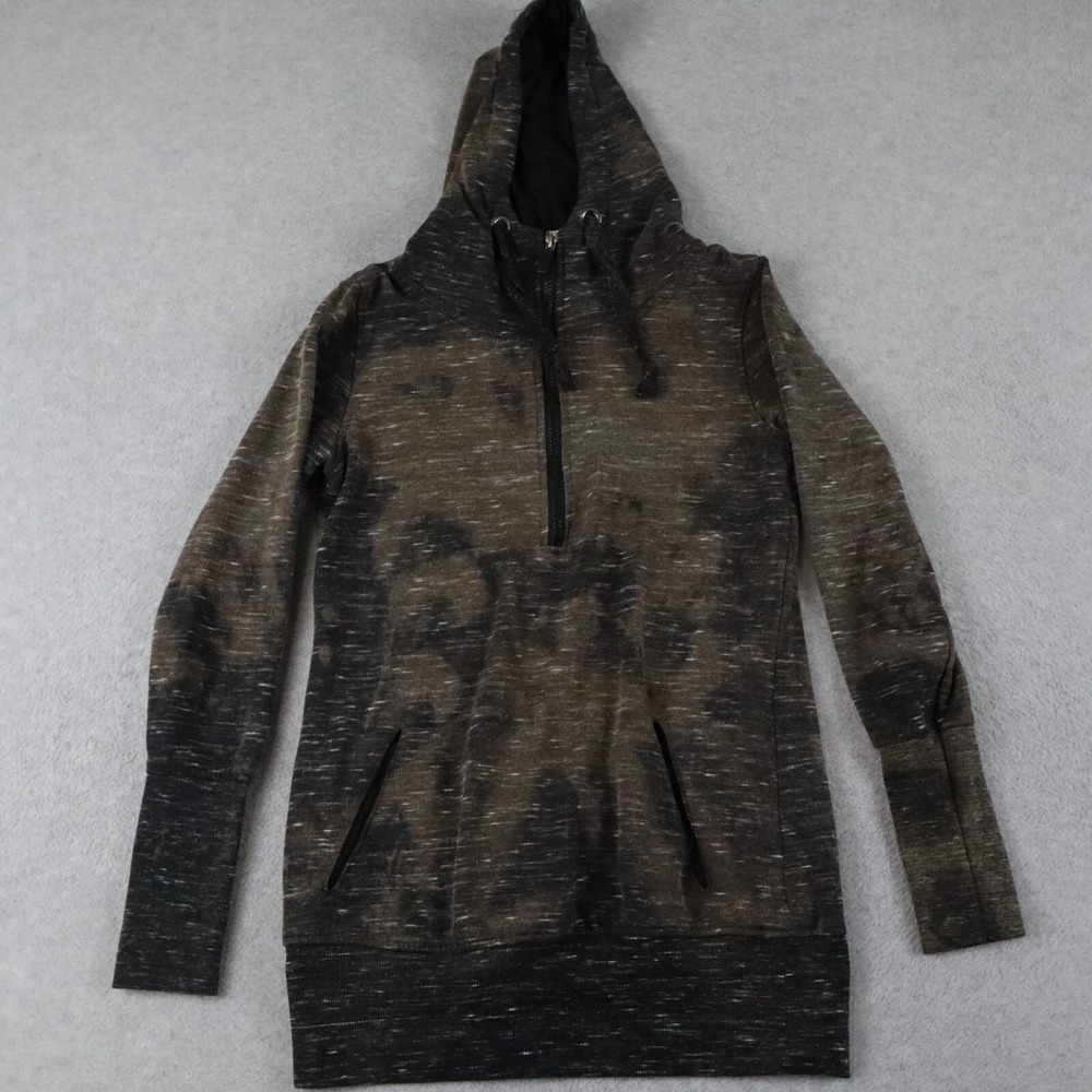 Jo & Co Hoodie Womens Large 1/4 Zip Pullover Knit Casual‎ Brown Long Sleeve